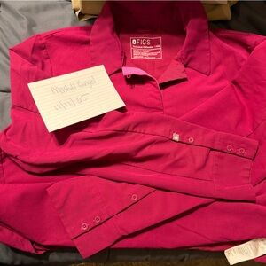 Figs Vibrant Pink Long Sleeve Shirt
